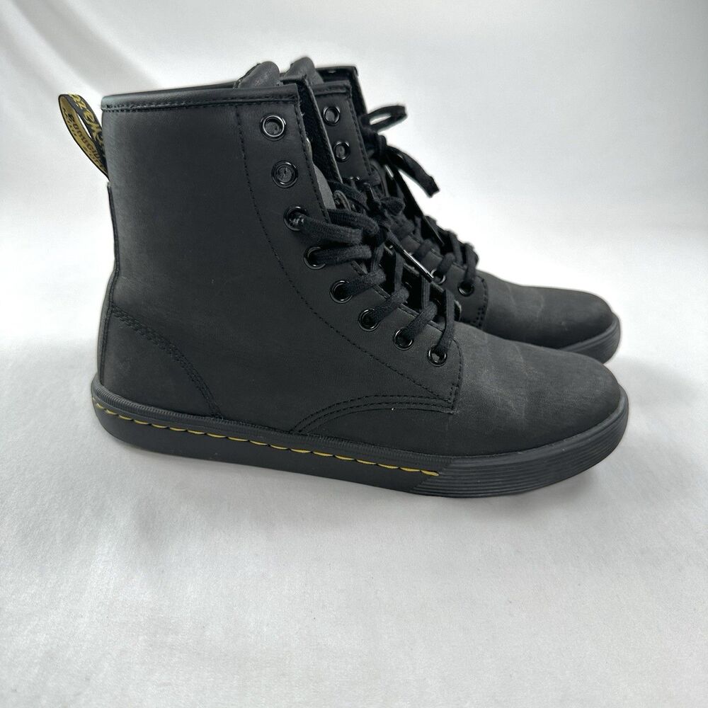 Dr. Martens Sheridan Boots Womens 7 Black Faux Leather Lace Up Ankle Grunge